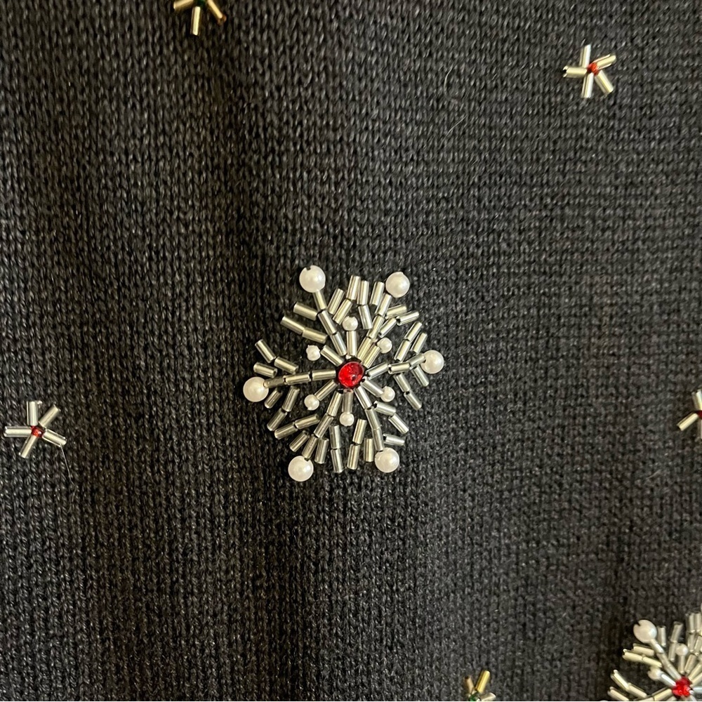 VTG Victoria Jones Womens Small Holiday Cowl Neck Sweater Embroidery Beaded XMAS - Picture 10 of 13